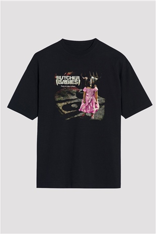 Butcher Babies Baskılı Unisex Siyah Oversize Tişört