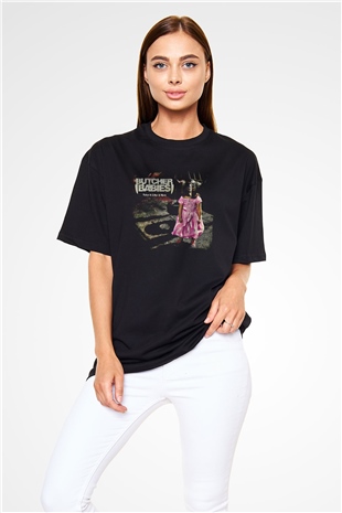Butcher Babies Baskılı Unisex Siyah Oversize Tişört