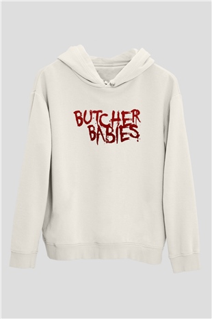 Butcher Babies Beyaz Unisex Kapüşonlu Sweatshirt