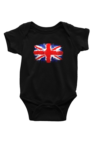 Büyük Britanya Baskılı Siyah Bebek Body - Zıbın