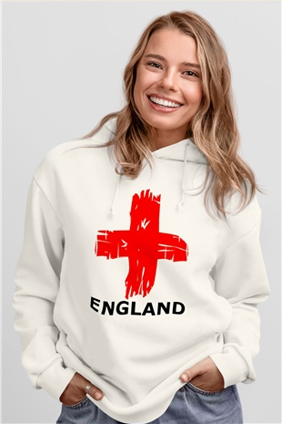 Büyük Britanya Beyaz Unisex Hoodie