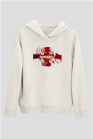 Büyük Britanya Beyaz Unisex Kapşonlu Sweatshirt