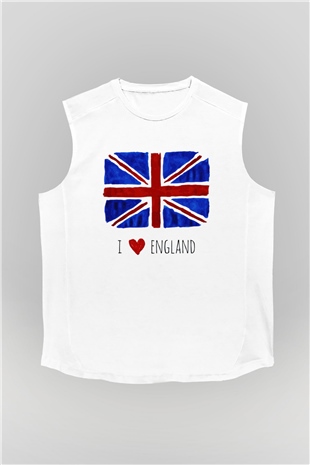 Büyük Britanya Beyaz Unisex Kolsuz Tişört