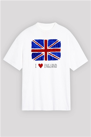 Büyük Britanya Beyaz Unisex Oversize Tişört T-Shirt