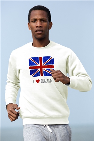 Büyük Britanya Beyaz Unisex Sweatshirt