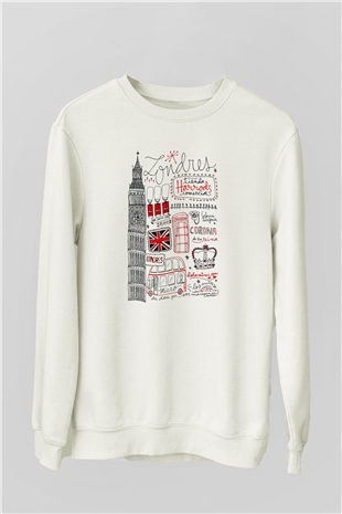 Büyük Britanya Beyaz Unisex Sweatshirt