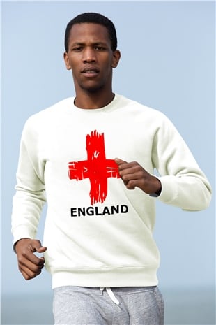 Büyük Britanya Beyaz Unisex Sweatshirt