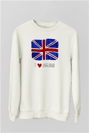 Büyük Britanya Beyaz Unisex Sweatshirt