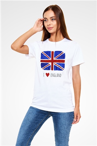 Büyük Britanya Beyaz Unisex Tişört T-Shirt - TişörtFabrikası