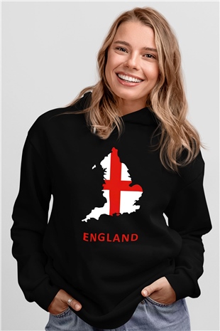 Büyük Britanya Siyah Unisex Hoodie