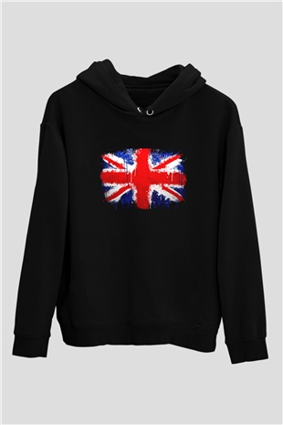 Büyük Britanya Siyah Unisex Hoodie