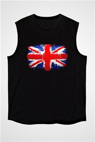 Büyük Britanya Siyah Unisex Kolsuz Tişört