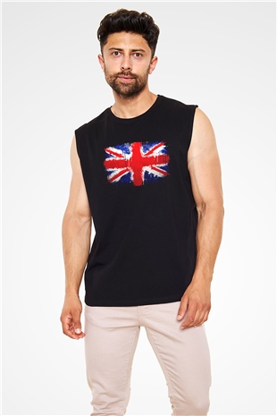 Büyük Britanya Siyah Unisex Kolsuz Tişört