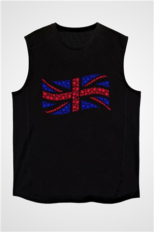 Büyük Britanya Siyah Unisex Kolsuz Tişört