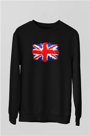 Büyük Britanya Siyah Unisex Sweatshirt