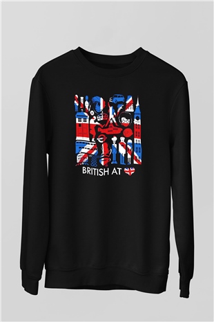 Büyük Britanya Siyah Unisex Sweatshirt