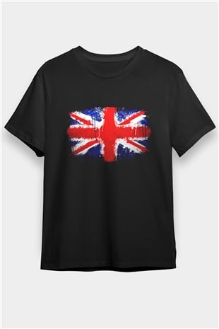 Büyük Britanya Siyah Unisex Tişört T-Shirt - TişörtFabrikası