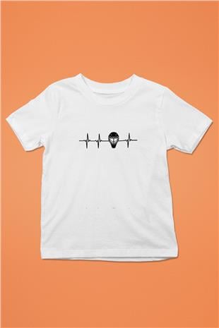 Buz Hokeyi Baskılı Unisex Beyaz Çocuk Tişört - Tshirt