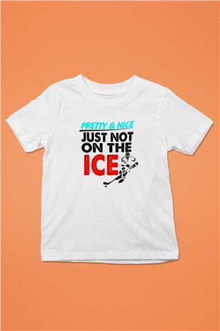 Buz Hokeyi Baskılı Unisex Beyaz Çocuk Tişört - Tshirt