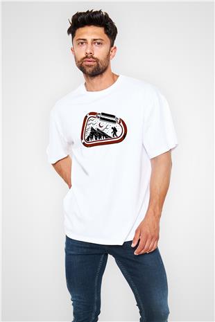 Buz Hokeyi Baskılı Unisex Beyaz Oversize Tişört - Tshirt