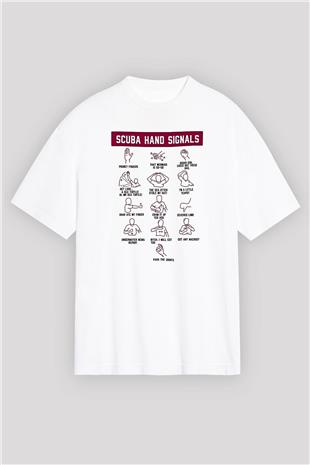 Buz Hokeyi Baskılı Unisex Beyaz Oversize Tişört - Tshirt