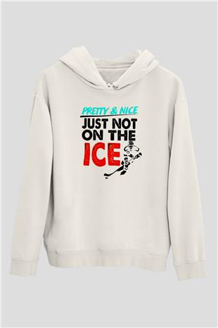 Buz Hokeyi Baskılı Unisex Ekru Hoodie