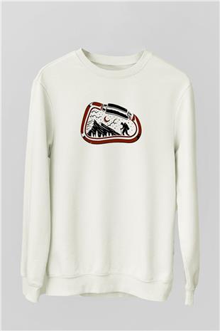 Buz Hokeyi Baskılı Unisex Ekru Sweatshirt