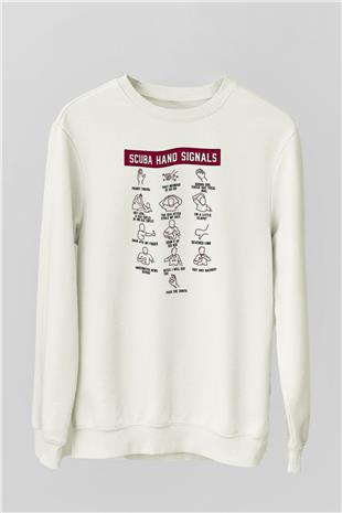 Buz Hokeyi Baskılı Unisex Ekru Sweatshirt