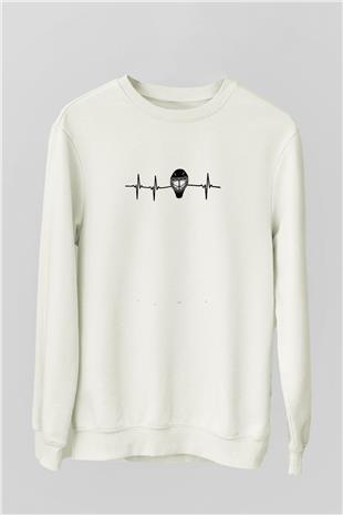 Buz Hokeyi Baskılı Unisex Ekru Sweatshirt