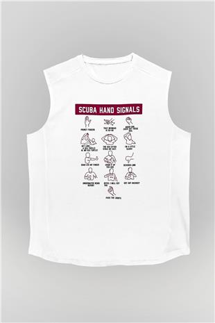 Buz Hokeyi Baskılı Unisex Kolsuz Beyaz Tişört