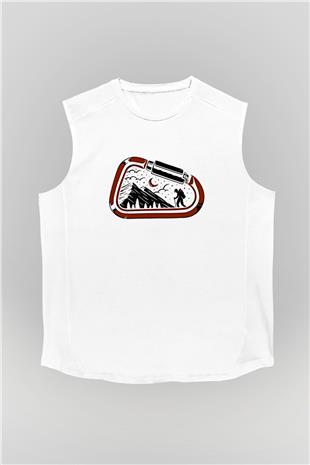 Buz Hokeyi Baskılı Unisex Kolsuz Beyaz Tişört