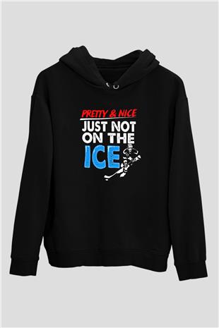 Buz Hokeyi - Ice Hockey Baskılı Unisex Siyah Hoodie