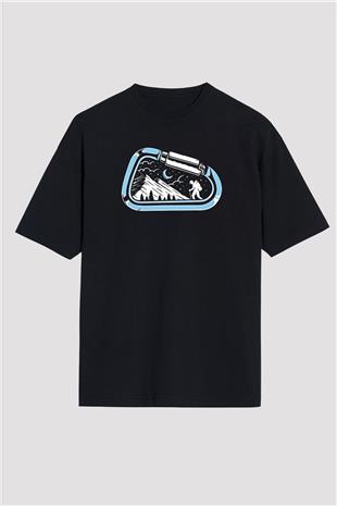 Buz Hokeyi - Ice Hockey Baskılı Unisex Siyah Oversize Tişört