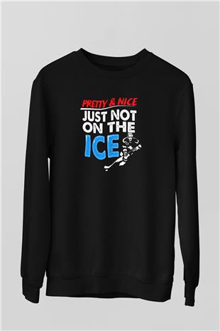 Buz Hokeyi - Ice Hockey Baskılı Unisex Siyah Sweatshirt