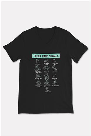 Buz Hokeyi - Ice Hockey Baskılı Unisex Siyah V Yaka Tişört