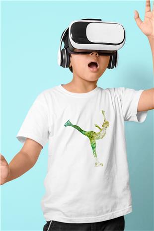 Buz Pateni Baskılı Unisex Beyaz Çocuk Tişört - Tshirt