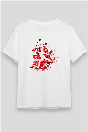 Buz Pateni Baskılı Unisex Beyaz Tişört - Tshirt