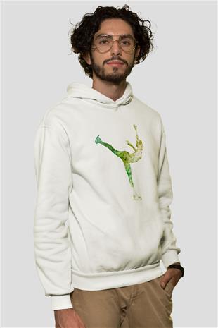 Buz Pateni Baskılı Unisex Ekru Hoodie