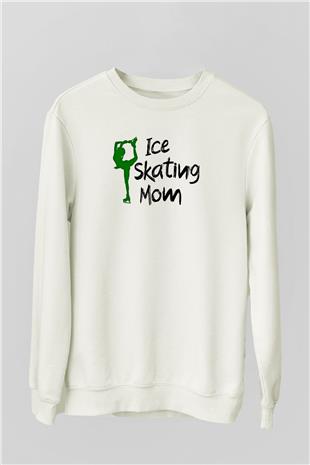 Buz Pateni Baskılı Unisex Ekru Sweatshirt