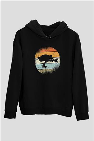 Buz Pateni - Ice skating Baskılı Unisex Siyah Hoodie