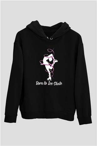 Buz Pateni - Ice skating Baskılı Unisex Siyah Hoodie