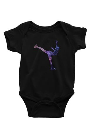 Buz Pateni - Ice skating Baskılı Unisex Siyah Bebek Body - Zıbın