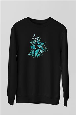 Buz Pateni - Ice skating Baskılı Unisex Siyah Sweatshirt