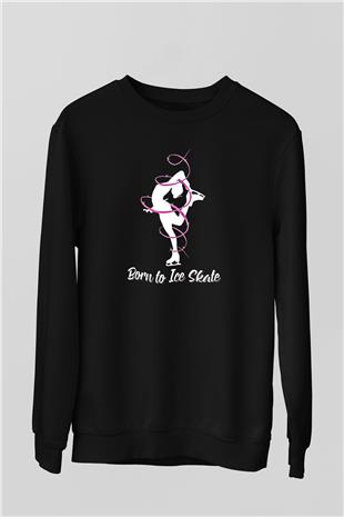 Buz Pateni - Ice skating Baskılı Unisex Siyah Sweatshirt