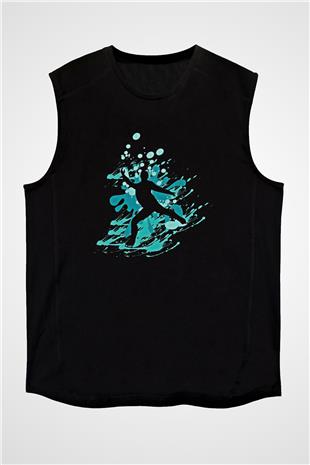 Buz Pateni - Ice skating Baskılı Unisex Siyah Kolsuz Tişört