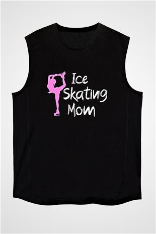 Buz Pateni - Ice skating Baskılı Unisex Siyah Kolsuz Tişört