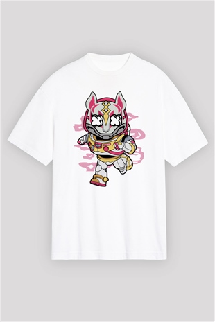 Buzz Fortnite Baskılı Unisex Beyaz Oversize Tişört