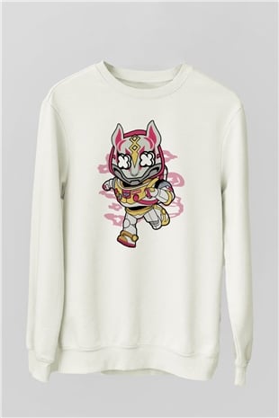 Buzz Fortnite Baskılı Unisex Beyaz Sweatshirt