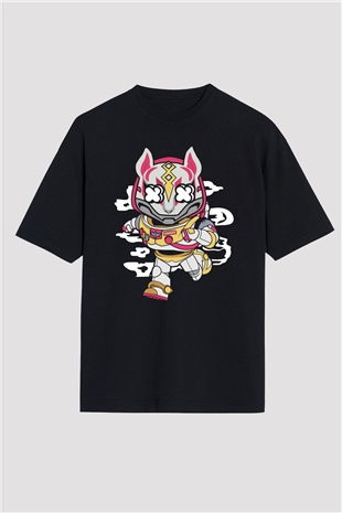 Buzz Fortnite Baskılı Unisex Siyah Oversize Tişört