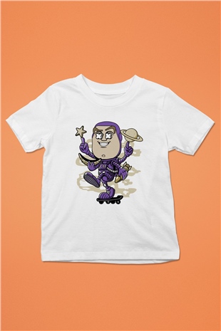 Buzz Skateboard Baskılı Unisex Beyaz Çocuk Tişört